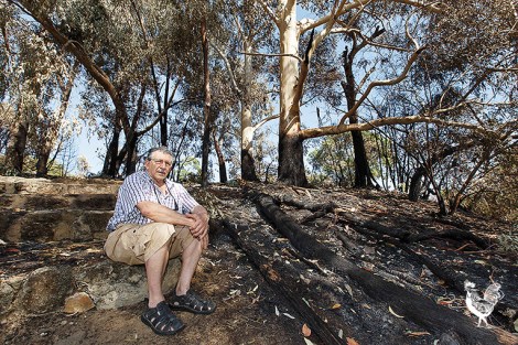 • Arthur Mistilis at the scene of the Coolbinia bush fire. Photo by Matthew Dwyer