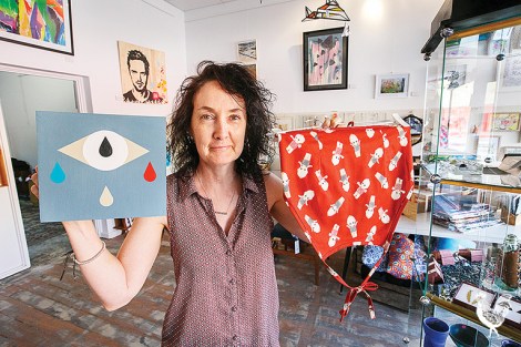 • Sioux Tempestt and original local art you can get at the Beaufort Street Uncharted Collective. Photo by Matthew Dwyer