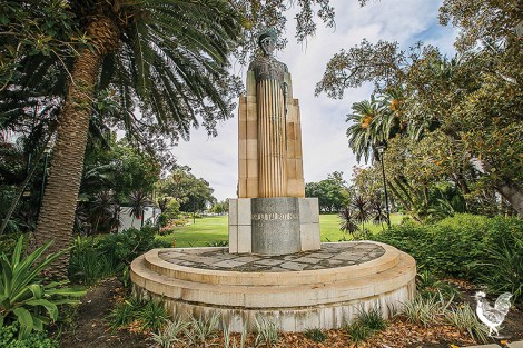 • Talbot Hobbs’ statue in its new location. Photo by Matthew Dwyer