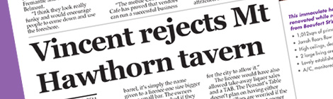 Vincent rejects Mt Hawthorn tavern