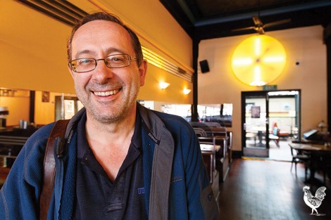 • Now it is winter, Perth Poetry Club member and poet Elio Novello says it is prime time to listen to poetry at The Moon late night cafe on William St, Northbridge. Photo by Matthew Dwyer