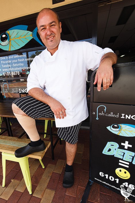 • Paul Zammit shows off his bandage. Photo by Matthew Dwyer