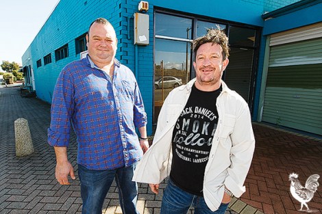 • Porkies founders John Earnshaw and Byron Trumper outside their proposed restaurant site. Photo by Matthew Dwyer