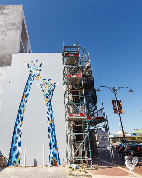 • Urban giraffes on Eighth Avenue. Photo by Matthew Dwyer