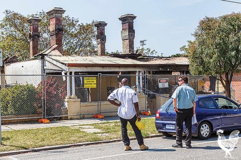 • 68 and 70 Cowle Street are now in ruins. Photos by Matthew Dwyer