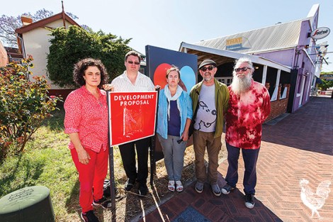 • He’s pictured outside the doomed cottage and old shopfront (the purple building) with fellow campaigners Monica Main, Paul Davidson, Jacquie Kelly and Greg Smith.