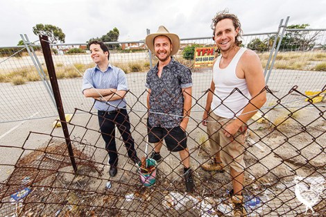 • Elliaz Pik, 34, of Maylands and Leo Flavel, 35, and artist Ill Withers, 29, who both grew up in Maylands, are stoked this long-derelict site is to finally be cleaned up. Photo by Matthew Dwyer
