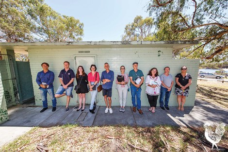 • The creative crew behind a $64,000 makeover of Claughton Reserve toilets. Photo by Matthew Dwyer
