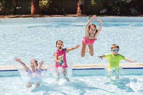 • L-R: Sisters Alana, 9, and Cassie, 7, of Huntingdale, Belynda, 6, of Kewdale and Hamish, 4, of Yokine enjoy Maylands Waterpark. Photo by Matthew Dwyer
