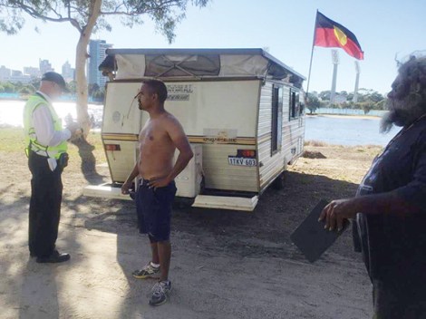 • Clinton Pryor talks to rangers issuing fines at Matagarup.