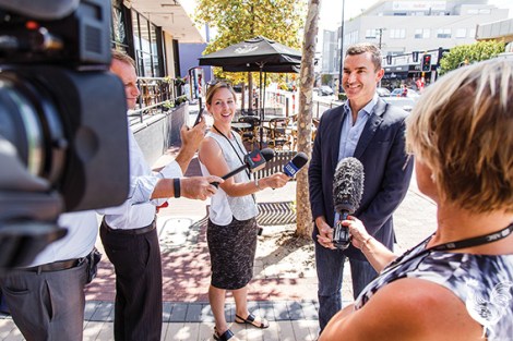 • John Carey announced his nomination on Fitzgerald Street this week, an area let down by the disappearing MAX light rail. Photo by MatthewDwyer 