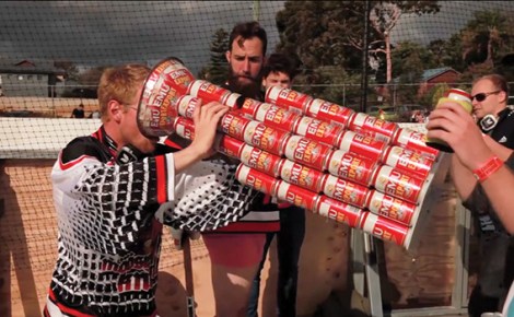 • A frame of the end-of-year “Hockeyfest” video posted on the group’s Facebook page.