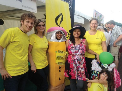 • Amnesty’s booth at the Beaufort Street Festival. Photo supplied Amnesty International