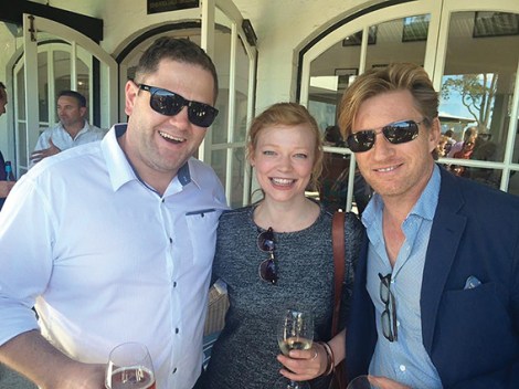 • Matt Eeles with David Wenham (Pirates of the Caribbean, Dead Men Tell No Tales) and Sarah Snook (The Dressmaker) at CinefestOZ. Photo supplied
