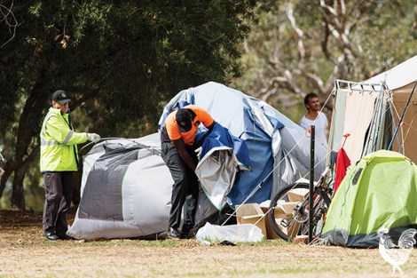 • Where will this family sleep tonight? Not the PCC’s problem. Photo by Matthew Dwyer