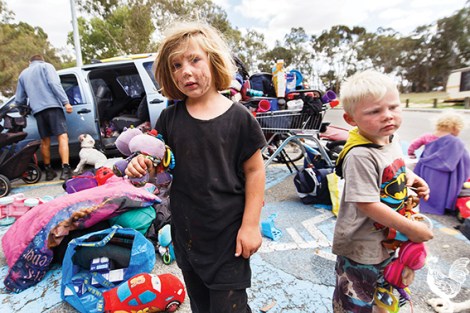 • Olivia and Kennedy have been living at Heirisson Island/Matagarup with their folks, who say the camp has “been amazing”. Perth city council says it’s illegal, and is confiscating goods to encourage people to move on. Photo by Matthew Dwyer