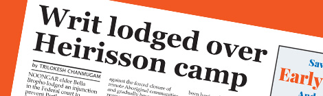 Writ lodged over Heirisson&nbsp;camp