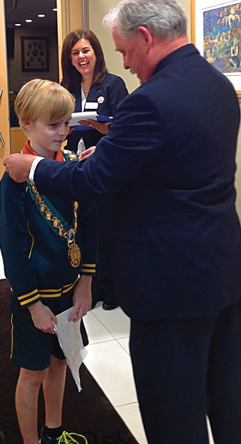 • Trent Mitchell gets his mayoral chains from Barry McKenna