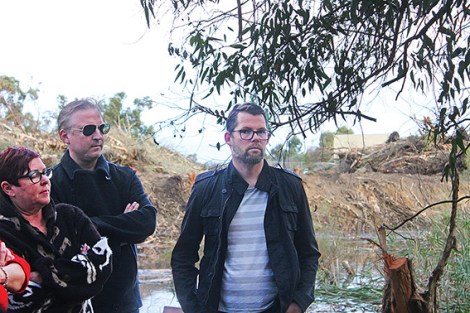 • A clearly displeased Maylands MP Lisa Baker and councillors Chris Cornish and Dan Bull discuss the clearing in the background with locals, many of whom were visibly upset and totally dejected (below). Photos supplied