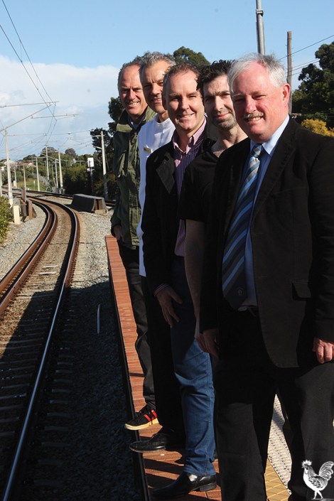 • Barry McKenna, Geoff Hodder, Andrew Watt, Greg Da Rui and Paul Shanahan are waiting for upgrades to Bayswater train station.