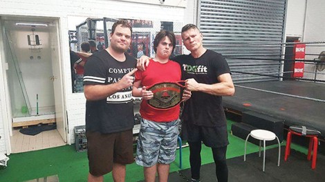 • Hayden Wright, Matthew Brandish and boxing legend Danny Green. Photo supplied