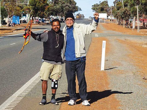 • Clinton Pryor’s (left) walk for justice will take him from Heirisson Island in East Perth, through the red centre to Melbourne, Sydney and finally Canberra, where he hopes to meet prime minister Malcolm Turnbull. Photo supplied
