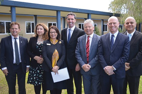 •Education minister Peter Collier and Liberal colleagues including Eleni Evangel at the announcement the Liberal party will fund an $84 million upgrade of City Beach high school.