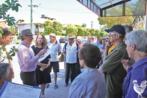 • Locals gather to discuss Rosewood’s expansion and (right) the design for the facility’s six-storey expansion.