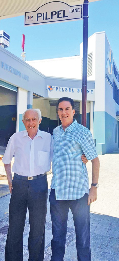 • Geoff and Richard Pilpel in the laneway which has been named after their family.