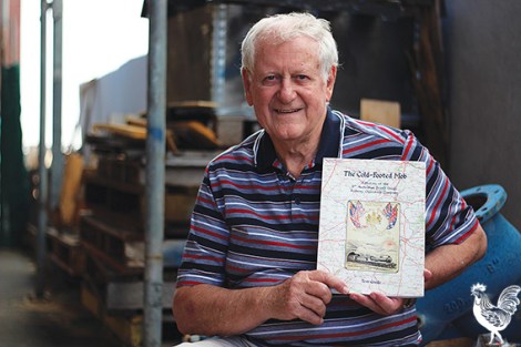 • Tom Goode with his book The Cold-Footed Mob. Photo by Trilokesh Chanmugam