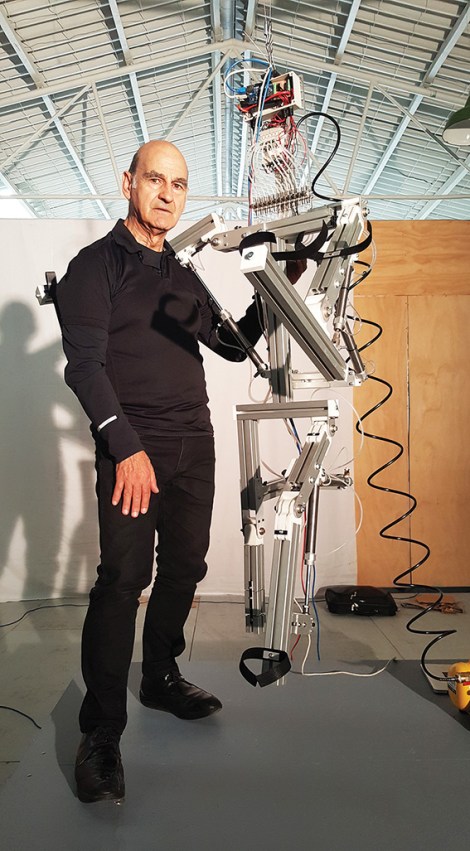 • Stelarc and his Stickman. Photo by Steve Berrick