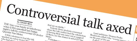 Controversial talk axed