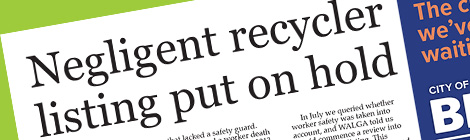 Negligent recycler listing put on&nbsp;hold