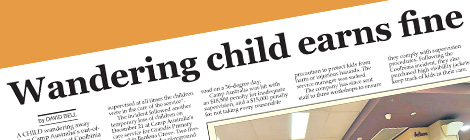 Wandering child earns fine